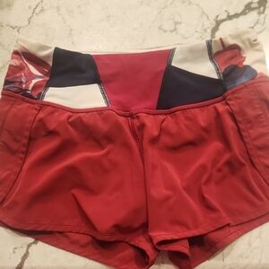 Lululemon Athletica Red and Blue Women's Athletic Shorts